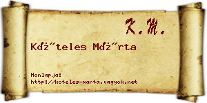 Köteles Márta névjegykártya